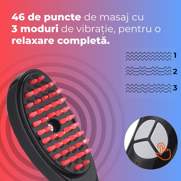Perie Electrica 4-in-1 pentru stimularea cresterii părului – Regenerare, Masaj & Terapie LED Infrarosu