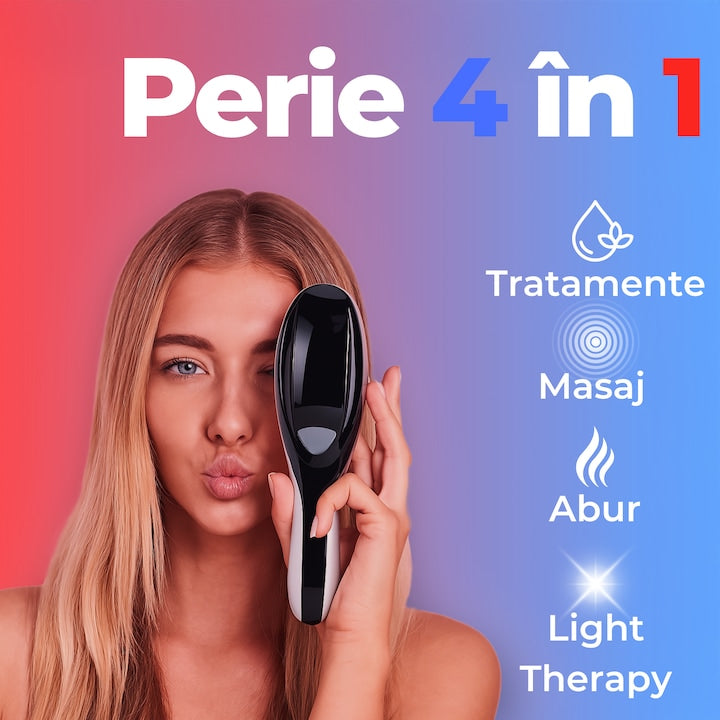 Perie Electrica 4-in-1 pentru stimularea cresterii părului – Regenerare, Masaj & Terapie LED Infrarosu