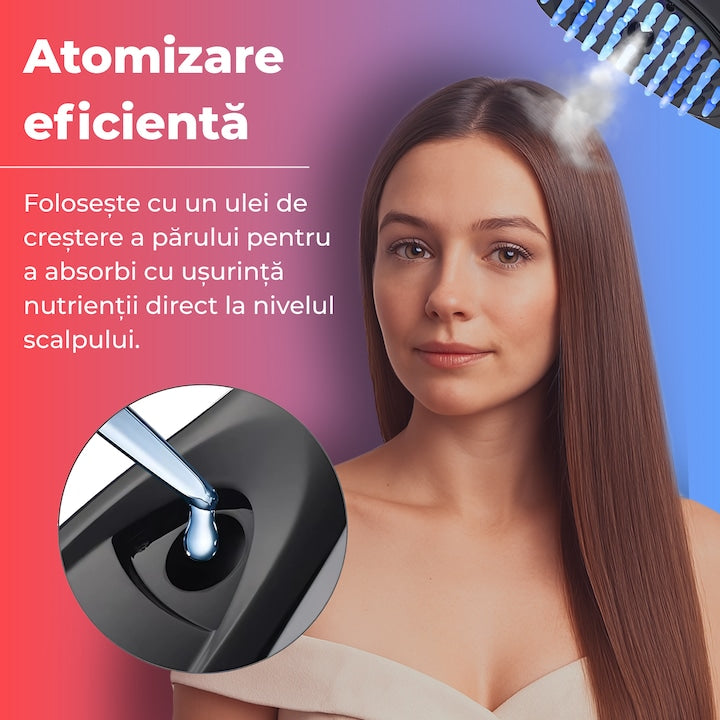 Perie Electrica 4-in-1 pentru stimularea cresterii părului – Regenerare, Masaj & Terapie LED Infrarosu