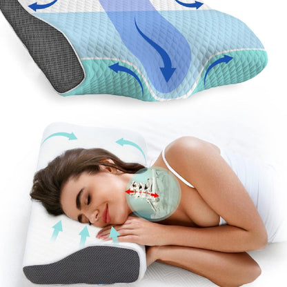 Perna cu spuma de memorie, reduce sforaitul, relaxeaza caile respiratorii