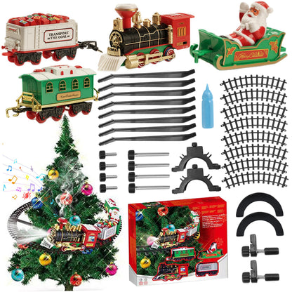 Trenuleț Muzical de pus în Brad cu LED + Locomotivă + 3 Vagoane
