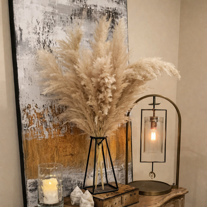 Large Pampas Grass uscat, calitate premium, pentru decoruri (+ O VAZǍ GRATUIT)