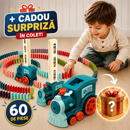 Set trenulet electric cu piese domino, cu luminite si sunete 60 PIESE