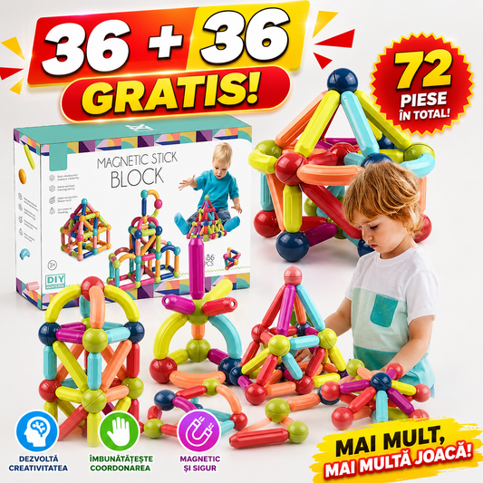 Joc Blocuri Magnetice | SUPERBLOCK 36 + 36 DE PIESE GRATIS