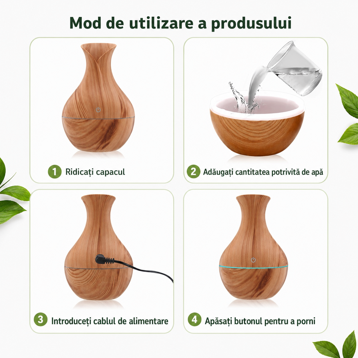 Umidificator difuzor arome + 6 uleuri GRATIS + GHID PDF  "Cum să scapi de mirosurile neplăcute din casă”