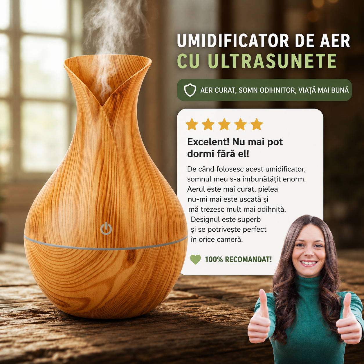 Umidificator difuzor arome + 6 uleuri GRATIS + GHID PDF  "Cum să scapi de mirosurile neplăcute din casă”