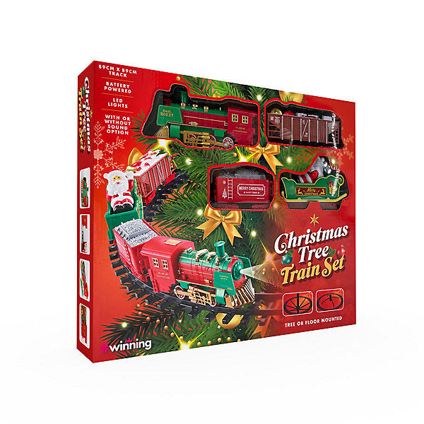 Trenuleț Muzical de pus în Brad cu LED + Locomotivă + 3 Vagoane